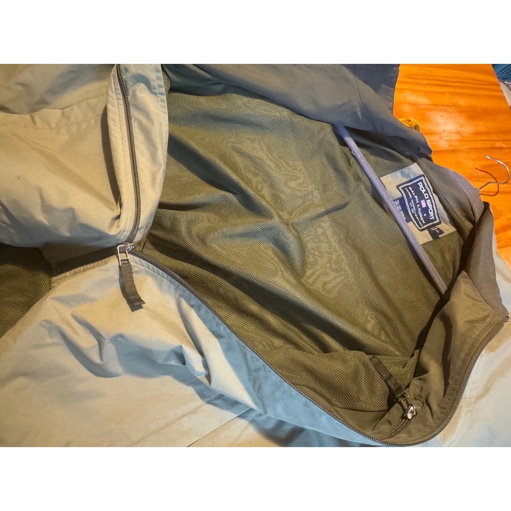 VTG Polo Sport Ralph Lauren Men XL Olive Green Full Zip Windbreaker Jacket Nylon - Picture 9 of 14